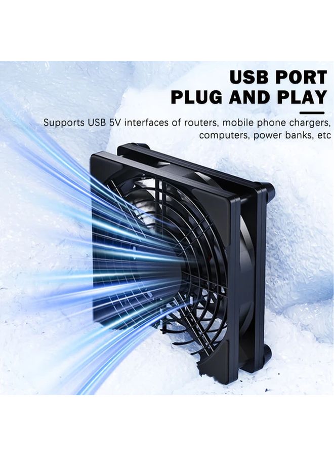 مروحة تبريد سوداء للراوتر والكمبيوتر الصغير وصندوق التلفزيون مع منفذ USB ومفتاح تشغيل - Image 5